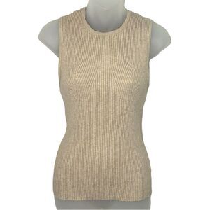Women’s Beige Sleeveless Ribbed Knit Top Size Medium
